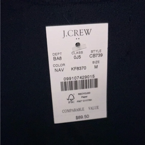 J. Crew Navy & White 1983 Fleece Sweatshirt - Picture 3 of 3